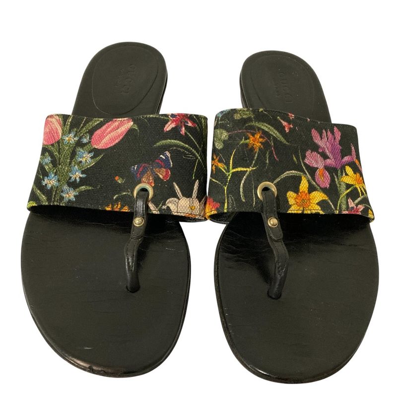 Good Gucci Flora Print Flat Thong Sandals Size 36 Equivalent to 23cm (9.06in)
