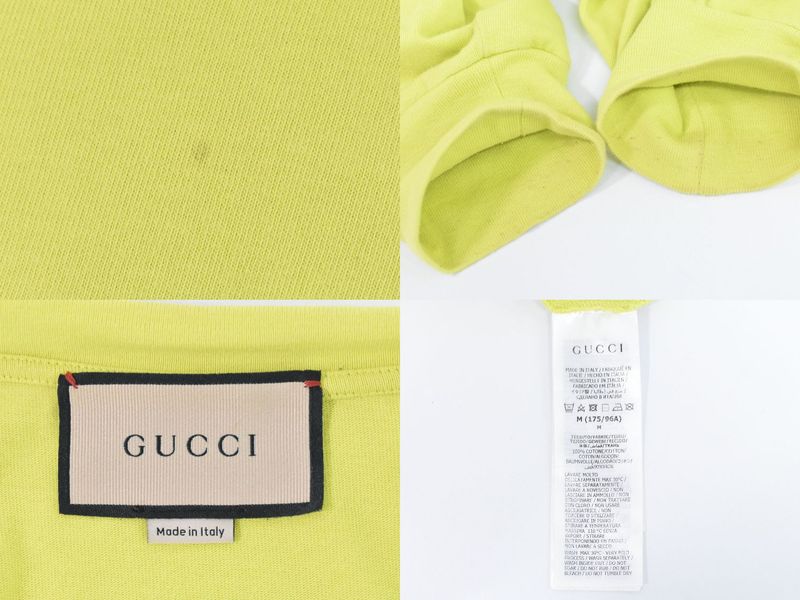 Object Gucci Logo Long T-shirt Long Sleeve Tops M Cotton Neon Yellow Clothing