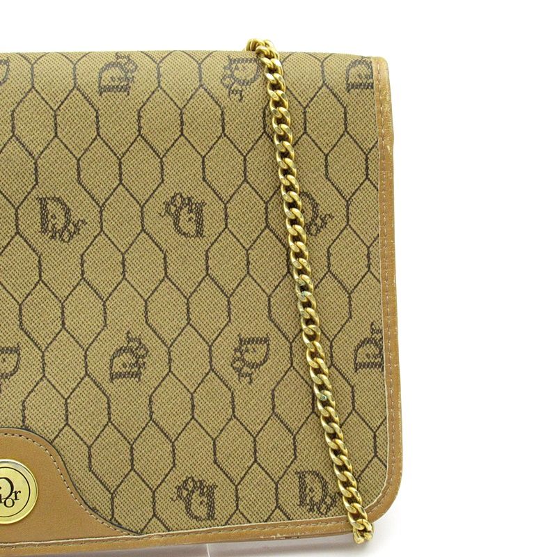 Dior Honeycomb Chain Shoulder Bag PVC Leather Women's Shoulder Bag Brown