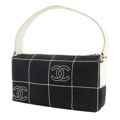 Chanel Chocobar Canvas Black Ladies Shoulder Bag