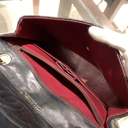 ◎ Authentic Chanel Half Moon Matelasse Chain Shoulder Bag Black Coco Mark