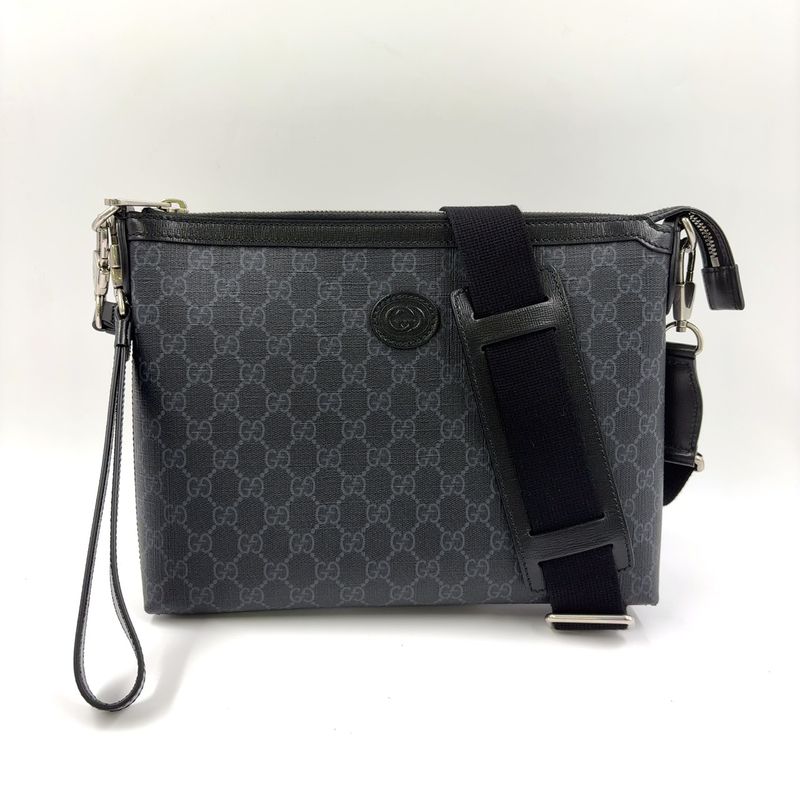 Gucci 2-way Bag Interlocking G GG Supreme Body Bag Canvas Black Shoulder Bag