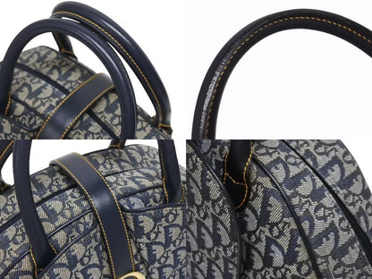 Dior Double Saddle Bag Trotter Canvas Leather Navy Gold — view 5