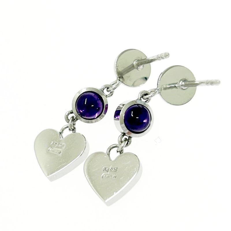 Gucci Silver Heart Amethyst Earrings 4.7g 925 Engraved 496266 Earrings