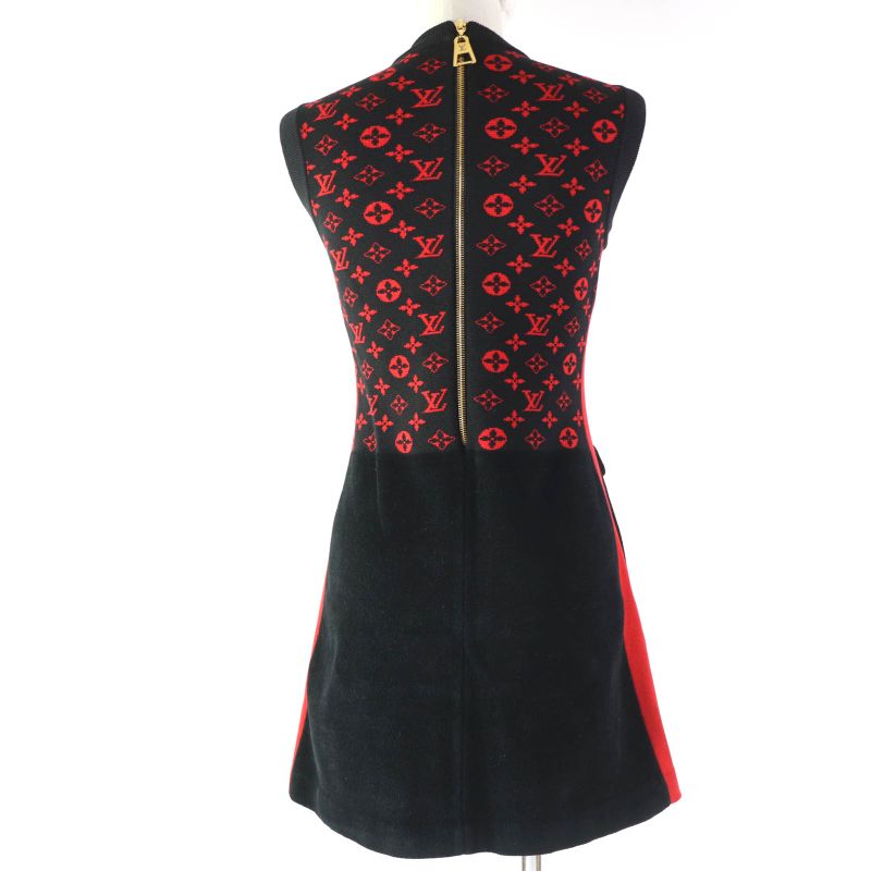 Louis Vuitton 20AW Jacquard Sleeveless Mini Dress In Monogram Dress Black Red