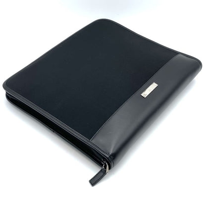 Gucci 019 0434 Clutch Bag Second Bag Leather Nylon With Pouch Black Ladies Men