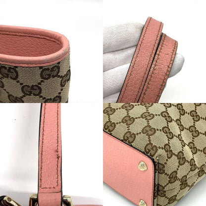 Gucci 120840 Tote Bag Beige/pink GG Canvas/leather Women's Fashion