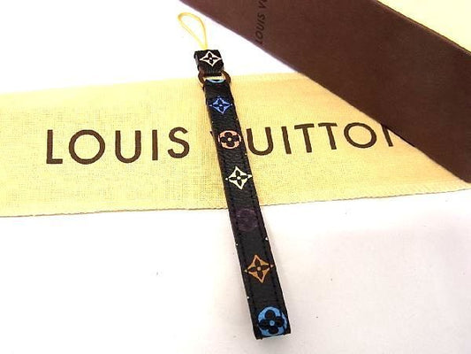 Louis Vuitton M92598 Monogram Multicolor Dragonne Telephone Key Holder Black