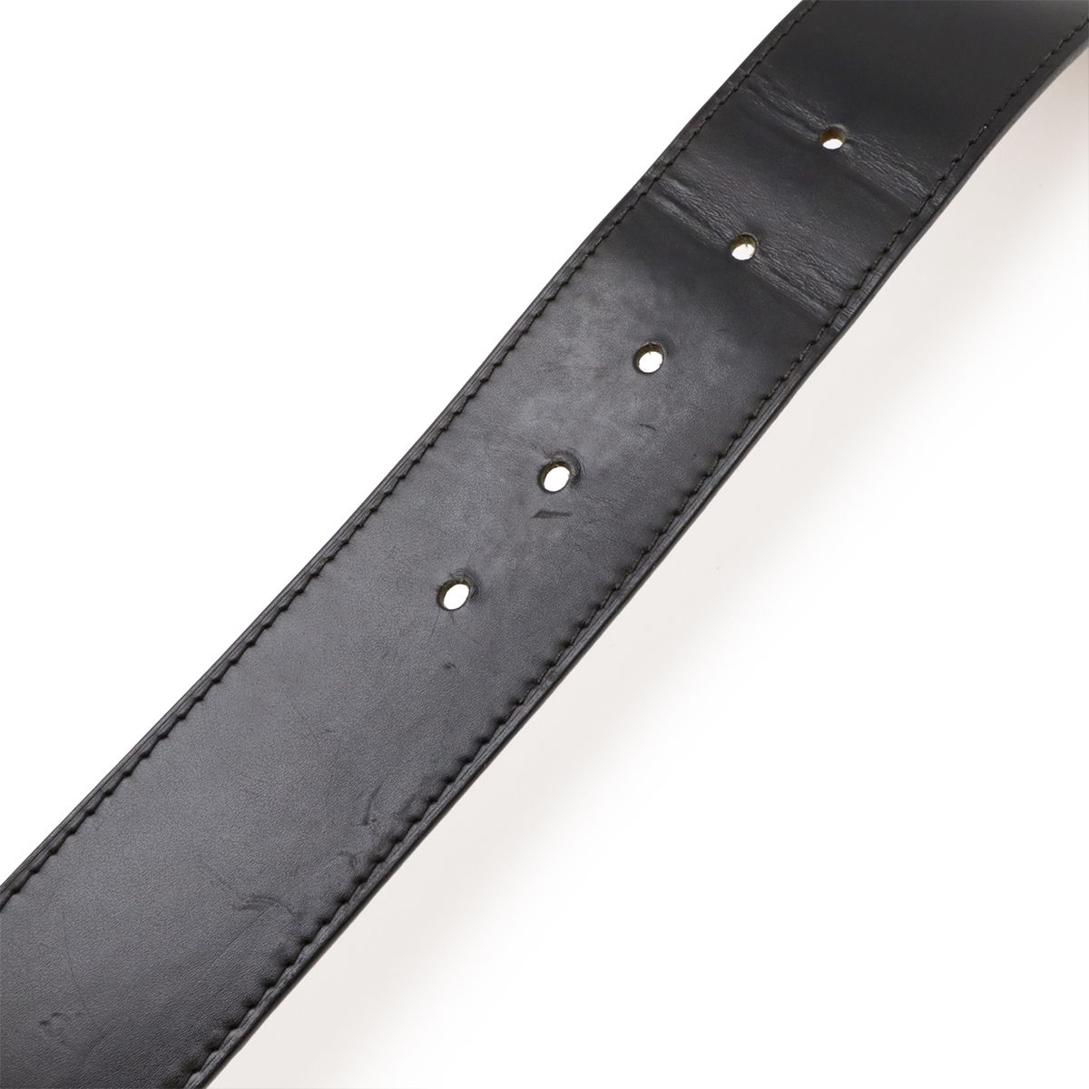 Louis Vuitton Santure Jeans Belt Leather Black Men's Silver Hardware #90 M6812u