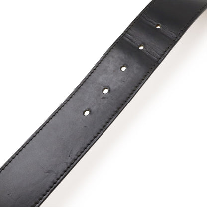 Louis Vuitton Santure Jeans Belt Leather Black Men's Silver Hardware #90 M6812u
