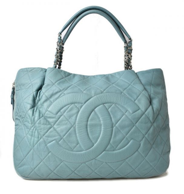 Chanel Tote Bag 2way Chanel Chain Bag Coco Mark Quilted Stitching Light Blue