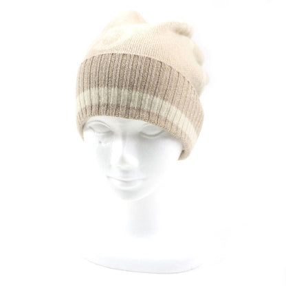 Gucci 765053 GG Cashmere Jacquard Cap Knit Hat Current Camel White M (57 21cm