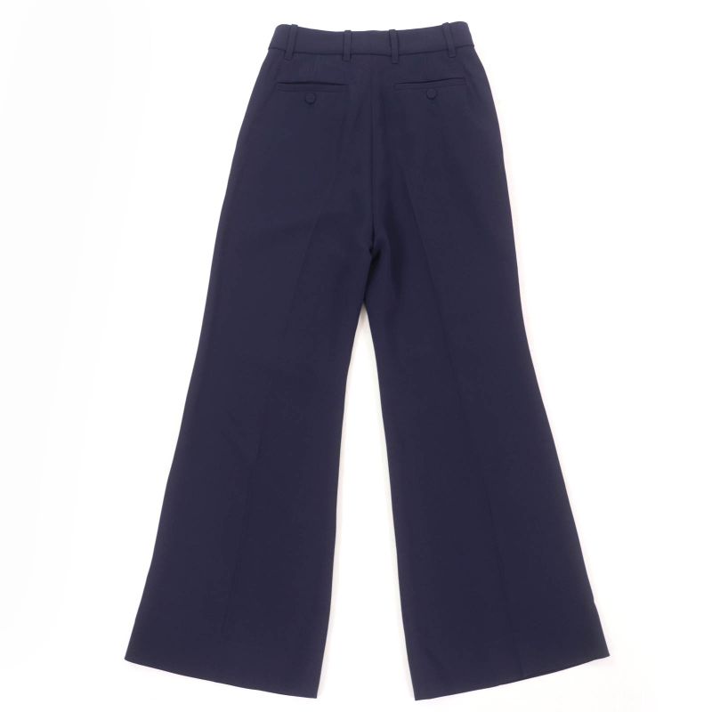 Gucci 624955 Center Press Wide Pants With Logo Patch Navy 36 Made In Italy