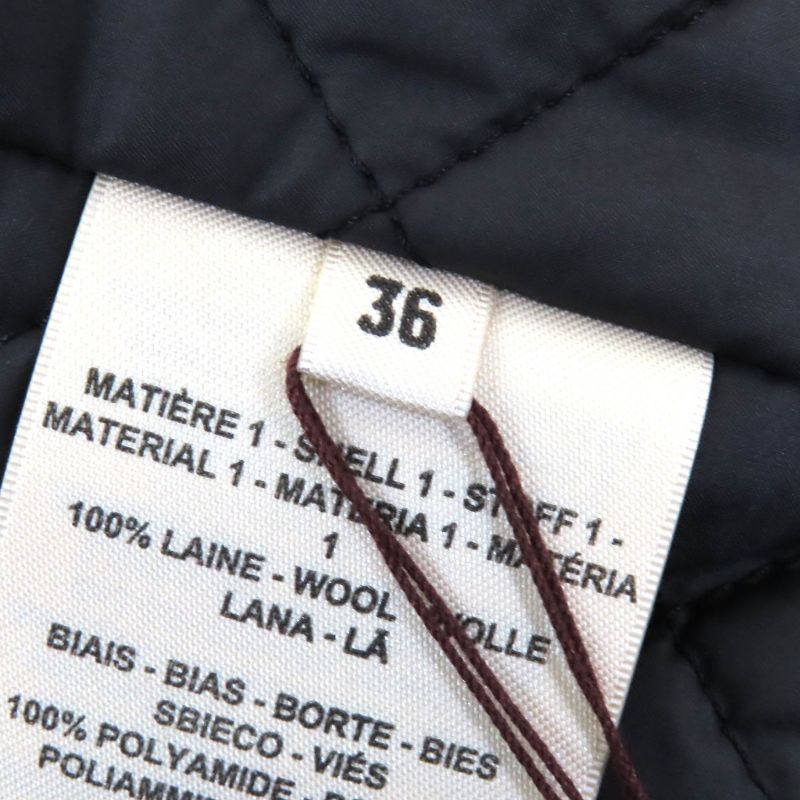 Hermes 22AW 2h0106dg Cashmere Blend Serie Button Zip Up Quilted Coat Dark Navy