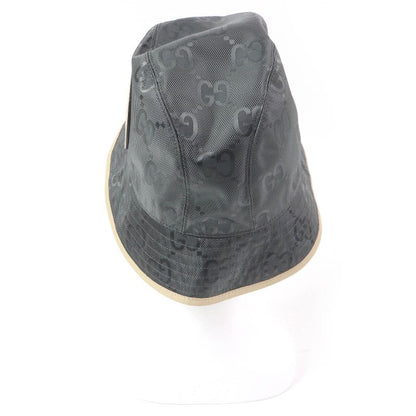 Gucci 627115 Off The Grid GG Logo Leather Piping Bucket Hat Gray S/57cm