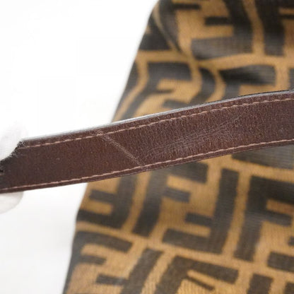 Fendi Handbag Zucca Nylon Canvas Brown Silver Hardware Women