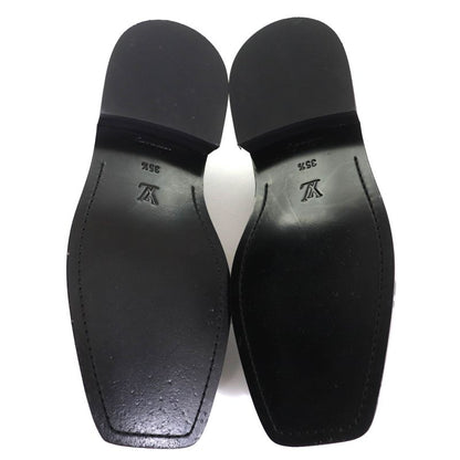 Louis Vuitton Connelly Line Square Toe Logo Leather Coin Loafer Black 35.5