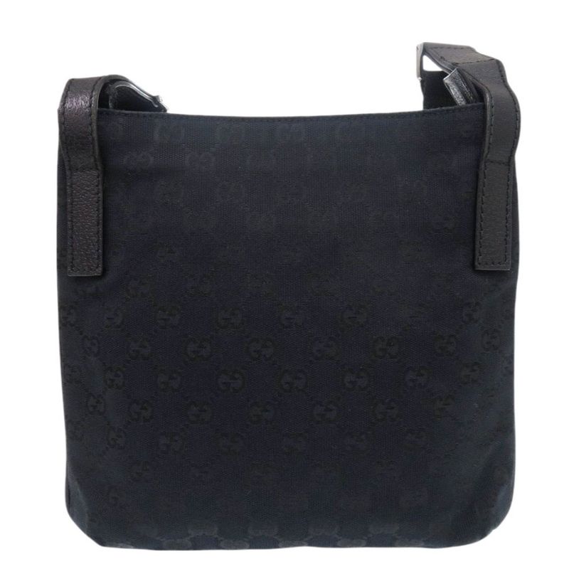 Gucci 122793 GG Canvas Leather Black Shoulder Bag Black 1530 Gucci