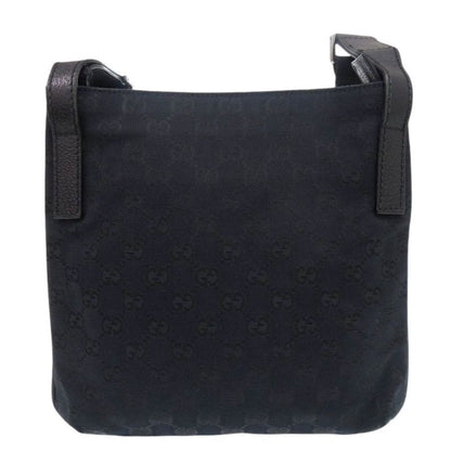 Gucci 122793 GG Canvas Leather Black Shoulder Bag Black 1530 Gucci