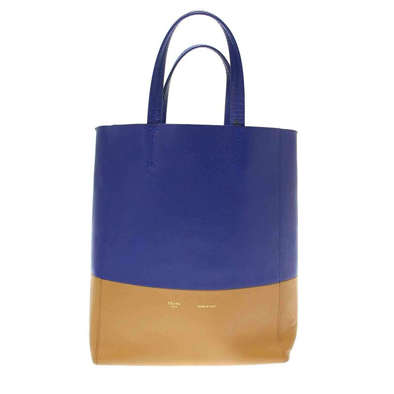 Celine Vertical Cabas Small Bicolor 2-Way Tote Bag Blue and Camel