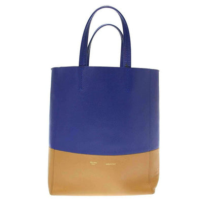 Celine Vertical Cabas Small Bicolor 2-Way Tote Bag Blue and Camel