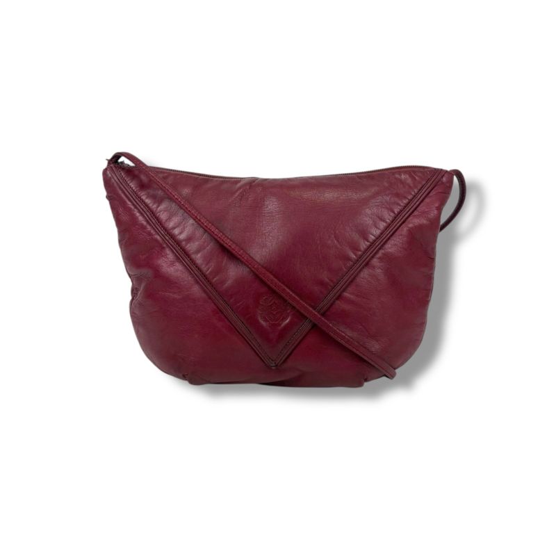 Loewe Mini Shoulder Bag Pochette Anagram Logo Red Bordeaux Nappaleather