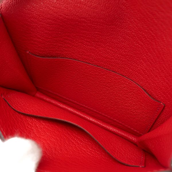 Hermes Bifold Wallet Lauris Luli Slim Chevre Rouge Coup Silver Hardware Red
