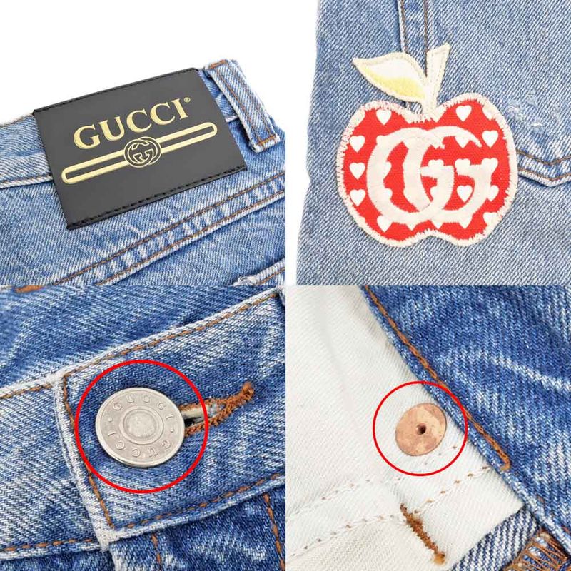 Gucci Denim Pants Pomme Apple 22 Size Blue 502802 Pants Ladies Women's