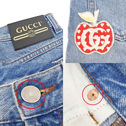 Gucci Denim Pants Pomme Apple 22 Size Blue 502802 Pants Ladies Women's