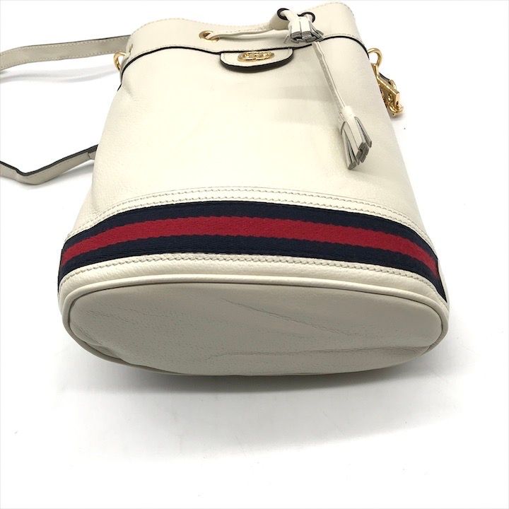 Gucci Leather Small Bucket Ophidia Gghardware 2-Way Bag White
