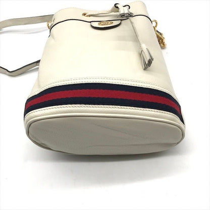 Gucci Leather Small Bucket Ophidia Gghardware 2-Way Bag White