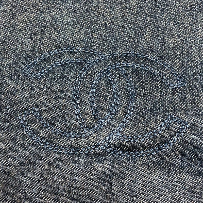 Chanel Tote Bag Denim Blue Coco Mark 5th Shoulder Bag Leather Brown Preowned