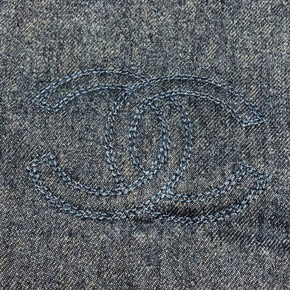 Chanel Tote Bag Denim Blue Coco Mark 5th Shoulder Bag Leather Brown Preowned