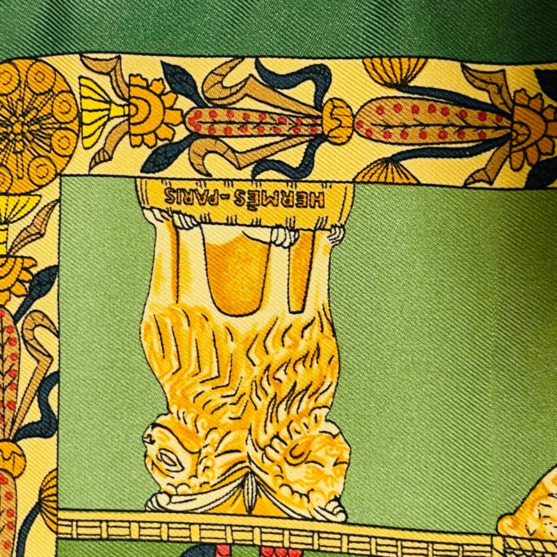 Hermes Torana Carre 40 Silk Green Women's Scarf