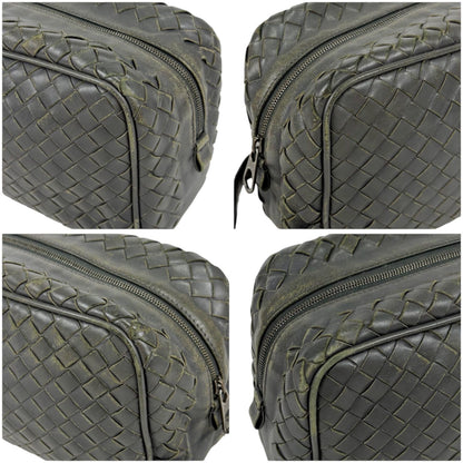 Bottega Veneta Clutch Bag Second Bag Intrecciato Leather Light Gray