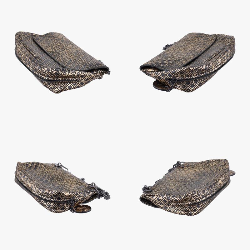 Bottega Veneta Intrecciomirage Butterfly Charm Black And Gold Leather B00957186b