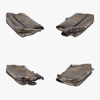 Bottega Veneta Intrecciomirage Butterfly Charm Black And Gold Leather B00957186b