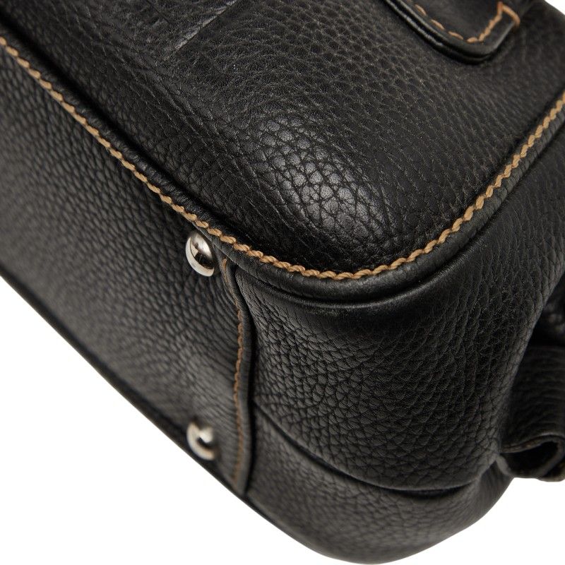 Chanel Logo Fringe Mini Boston Bag Handbag Black Caviar Skin Ladies Chanel