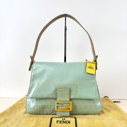 FENDI Mamma Zucca Bucket Baguette Zucchino Flap Bag Purse Patent