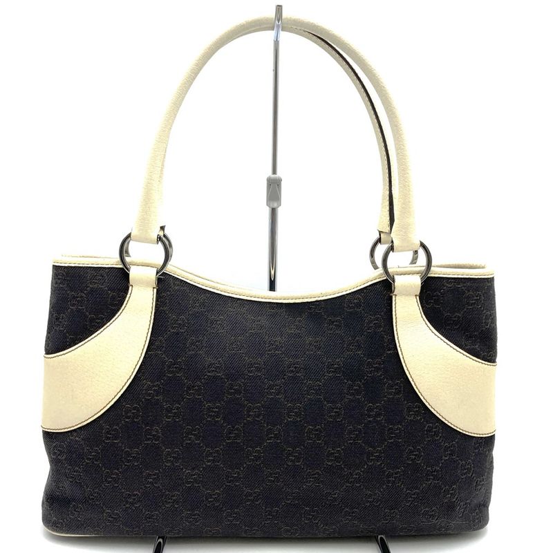 Gucci 179587 001013 GG Canvas Tote Handbag Leather Women