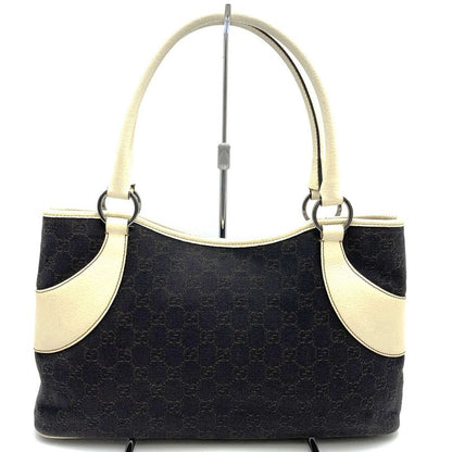 Gucci 179587 001013 GG Canvas Tote Handbag Leather Women