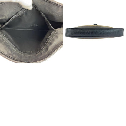 Gucci Jackie Line Beige Black Silver Hardware Canvas/leather 001 3735 Shoulder