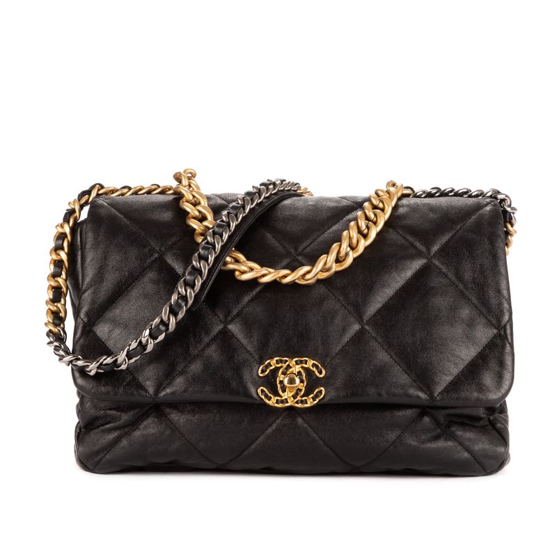Chanel Classic 19 Flap Black Matelasse Calfskin A