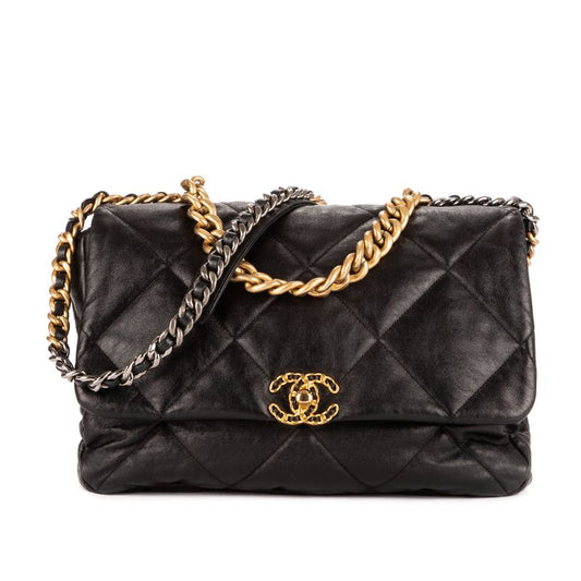 Chanel Classic 19 Flap Black Matelasse Calfskin A