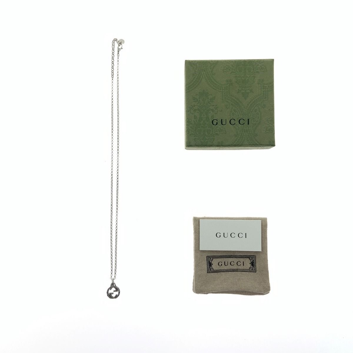 Gucci Interlocking G Pendant Ag925 Necklace 455535 J8400 0811 Silver