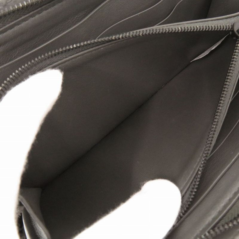 Bottega Veneta Intrecciato Leather Gray Round Zipper Long Wallet 0510 Bottega