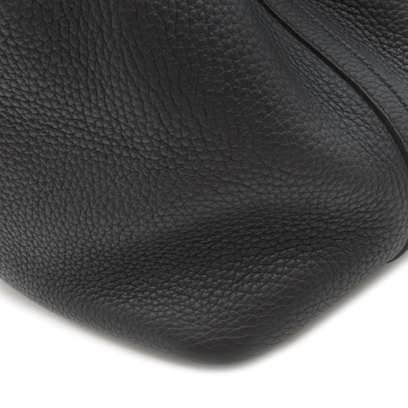 Hermes Handbag Picotin Lock MM Taurillon Clemence Black Gold Hardware Black