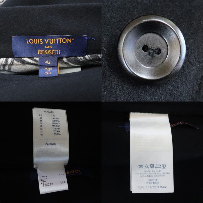 Louis Vuitton Monogram Architecture Jacquard Reversible Pea Coat Black Gray