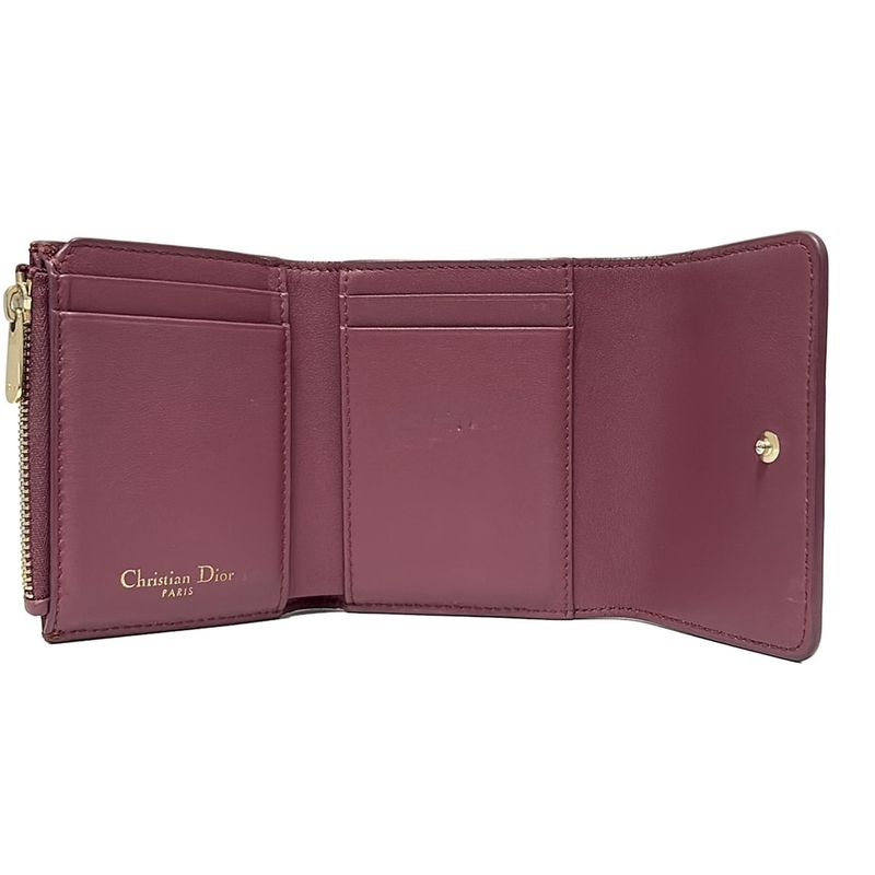 Dior/christian Dior 30 Montaigne Lotus Wallet Bordeaux Leather
