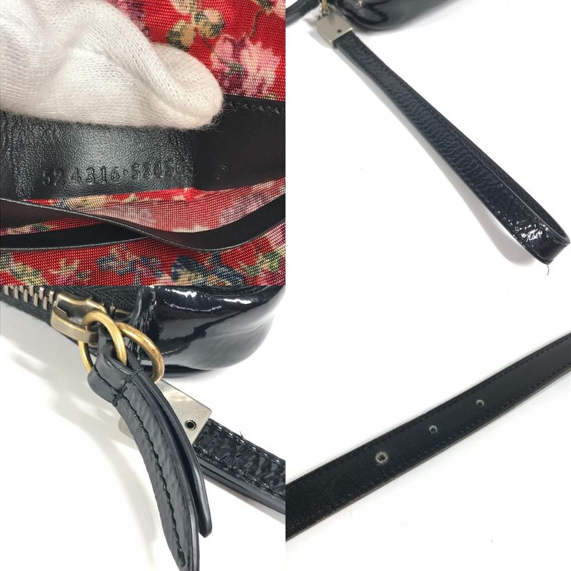 Gucci Clutch Bag Game List Logo 524316 Patent Leather Black